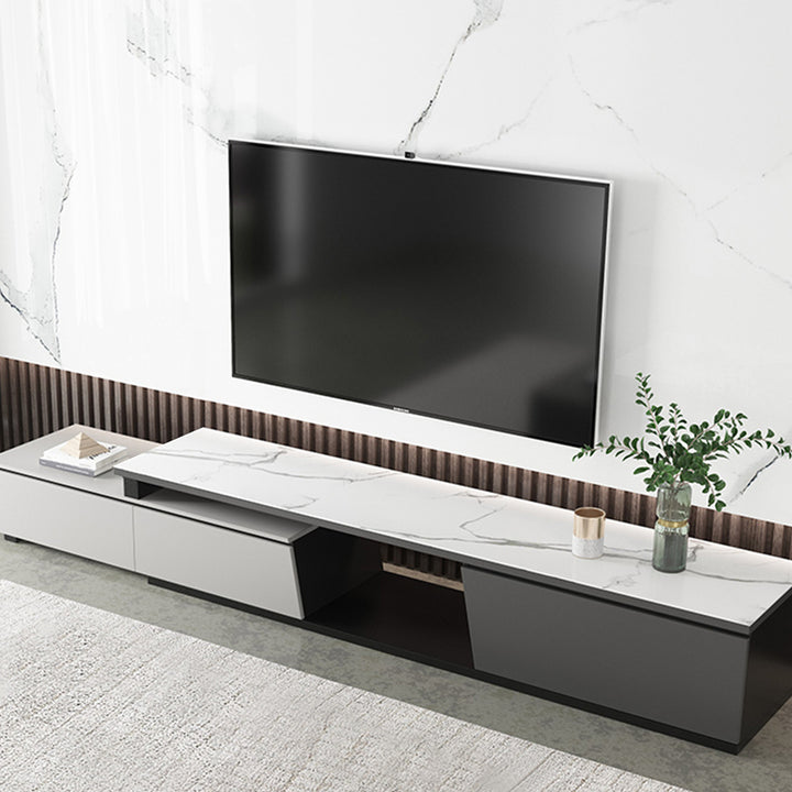 【テレビボード】伸縮式テレビボード 北欧 選べる2色 グレー+ホワイトセラミック天板 伸縮式180~270*40*39