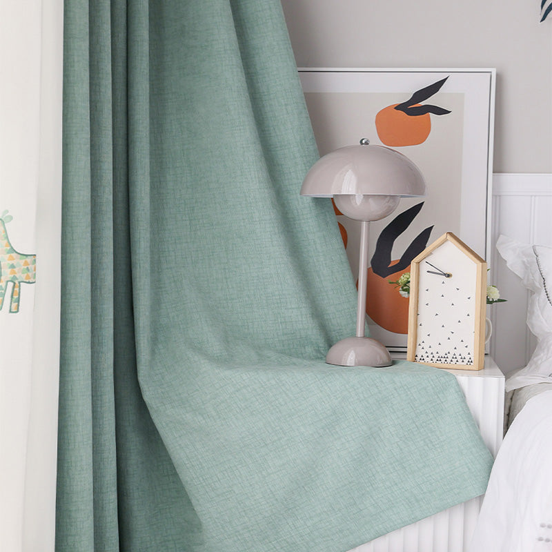 【ドレープカーテン】アニメ動物絵 緑