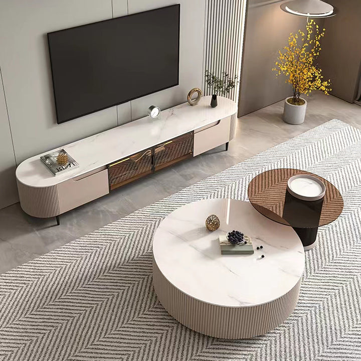 【ローテーブル】リゾート風 テーブルセット オフホワイト+コーヒーブラウン 100日間返品交換保証制度