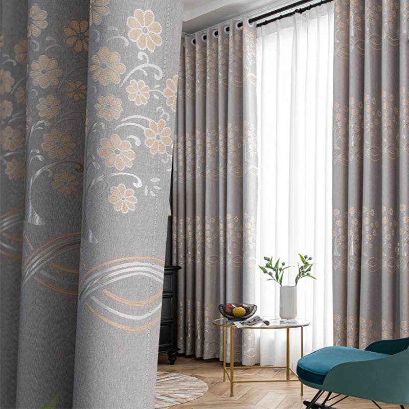 【ドレープカーテン】ジャガード織 選べる24色柄 グレー(柄付け) ポリエステル 遮光1級 1.5倍ヒダ(2つ山)