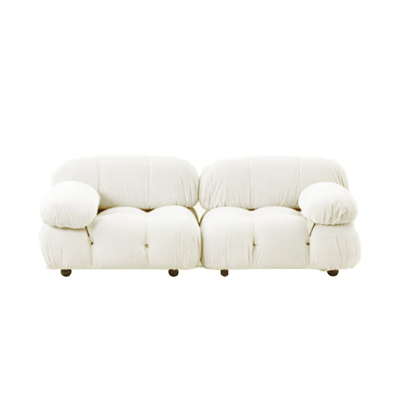 【ソファ】ソファー クリーム色おしゃれ 選べる4素材 ソファの全体画像 ホワイト ベルベット 2人掛け180*90