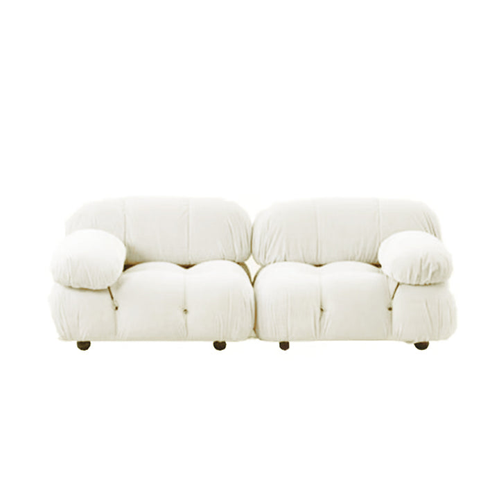 【ソファ】ソファー クリーム色おしゃれ 選べる4素材 ソファの全体画像 ホワイト ベルベット 2人掛け180*90