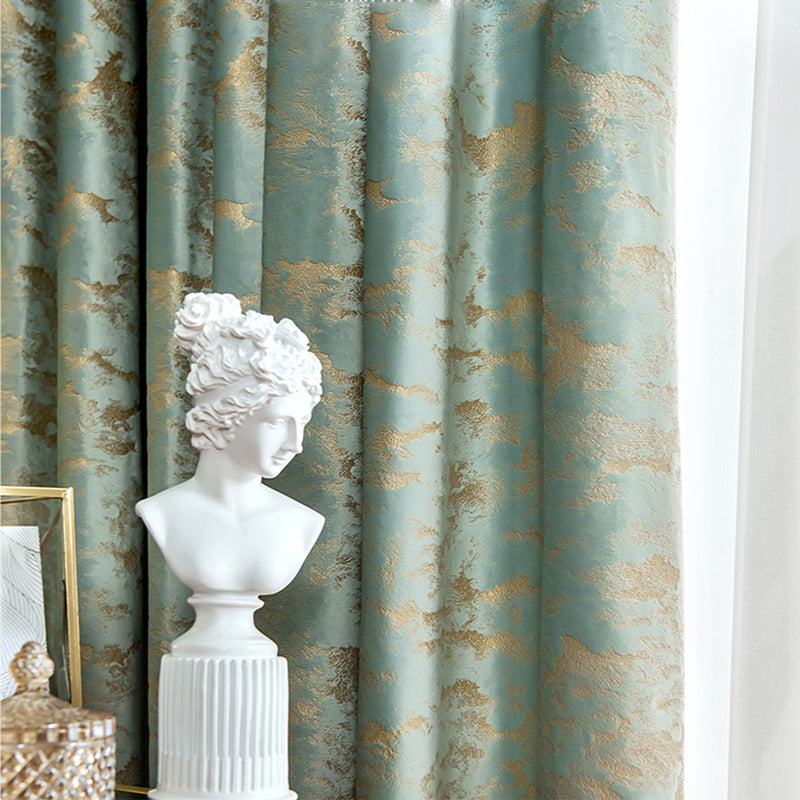 【ドレープカーテン】ゴージャス 地中海1色のみ カーテンの細部画像 グリーン(柄付け) 布製 遮光2級