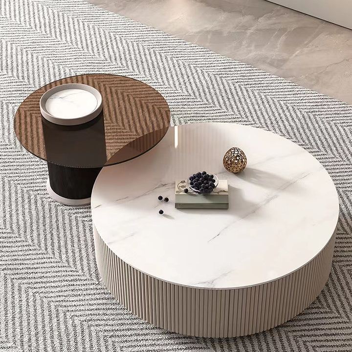 【ローテーブル】リゾート風 テーブルセット オフホワイト+コーヒーブラウン 100日間返品交換保証制度