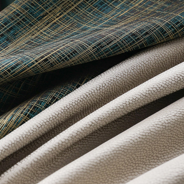 【ドレープカーテン】高級感 緑とブラウンの組み合わせ