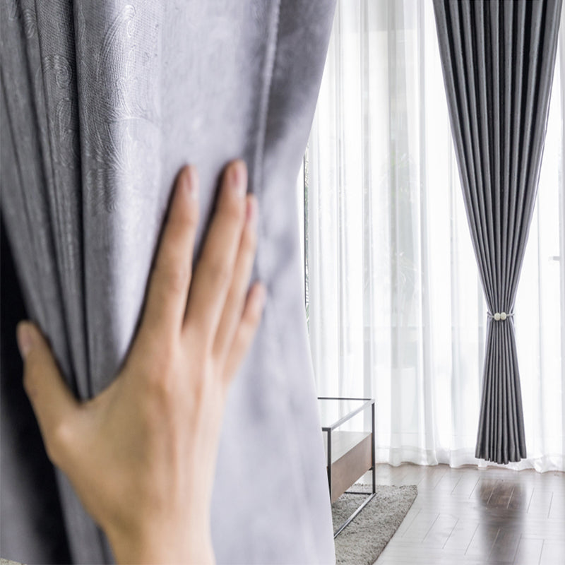 【ドレープカーテン】ジャガード織 選べる24色柄 カーテンの細部画像 グレー(柄付け) ポリエステル 遮光1級 1.5倍ヒダ(2つ山)