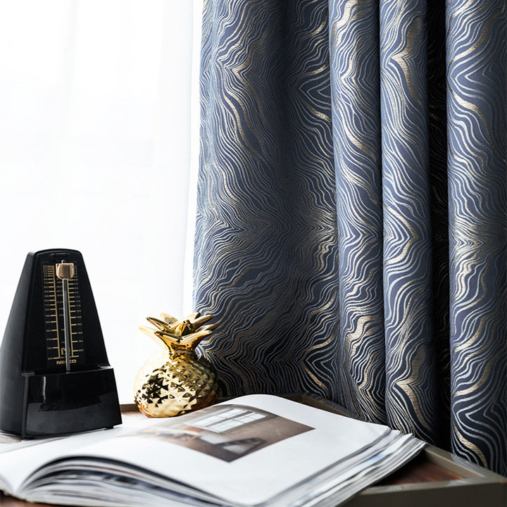 【ドレープカーテン】高級感フランス風 選べる8色 カーテンの細部画像 濃いブルー(柄付け) ポリエステル100% 遮光1級