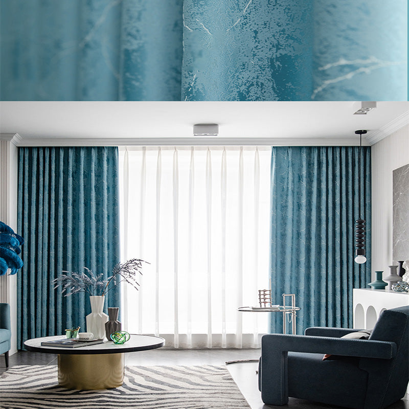 【ドレープカーテン】ジャガード織エレガント 選べる4色 ブルー(柄付け) 布製 遮光2級