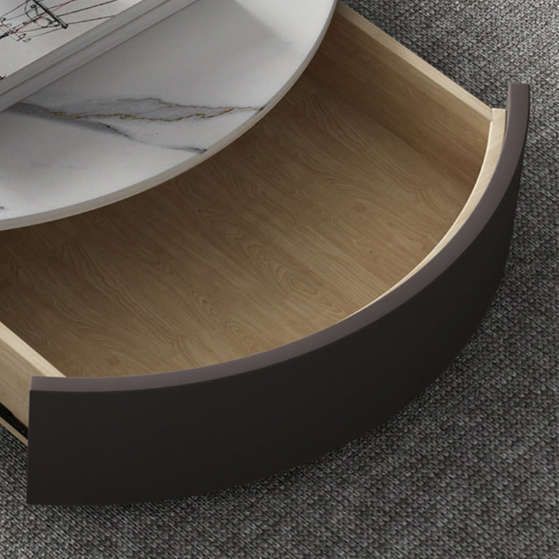 【ローテーブル】グレー系ラウンド 引き出しの細部画像 100日間返品交換保証制度