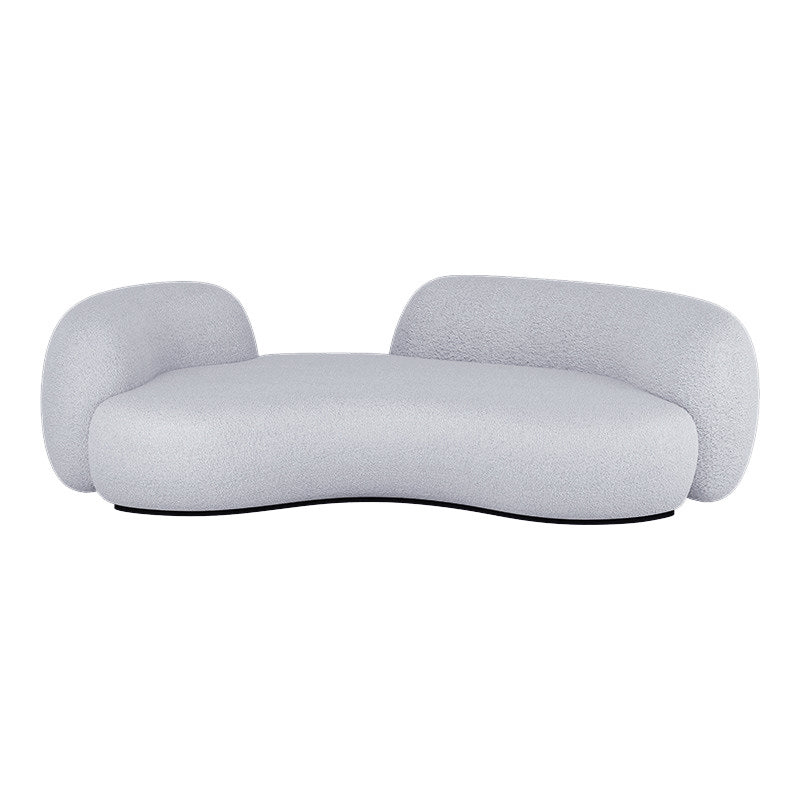 【ソファ】ソファー ミルク色インスタ映え 3人掛け ソファの全体画像 ライトグレー ラムフリース