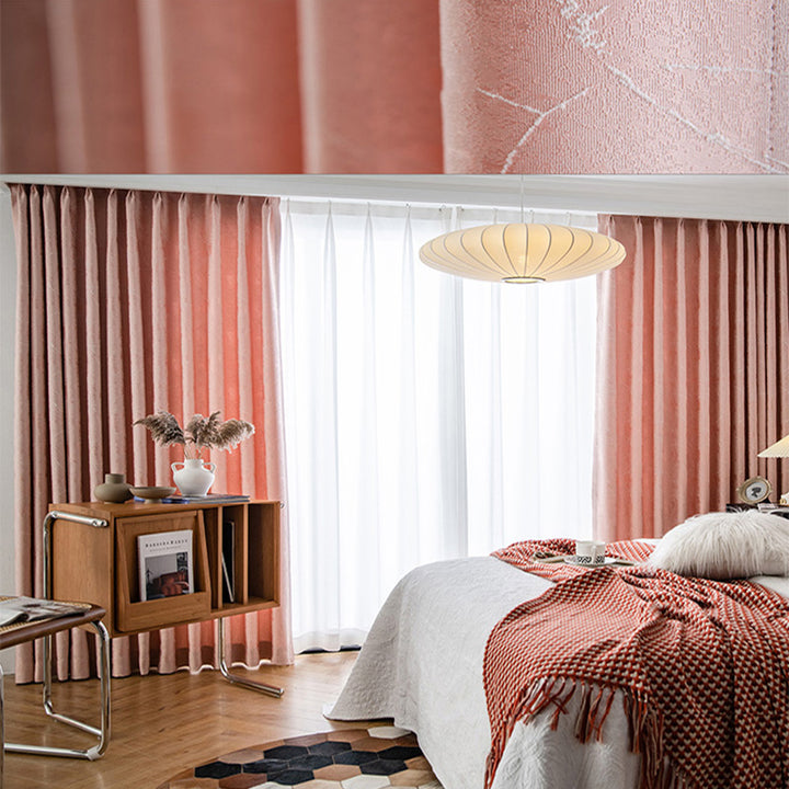 【ドレープカーテン】ジャガード織エレガント 選べる4色 ピンク(柄付け) 布製 遮光2級