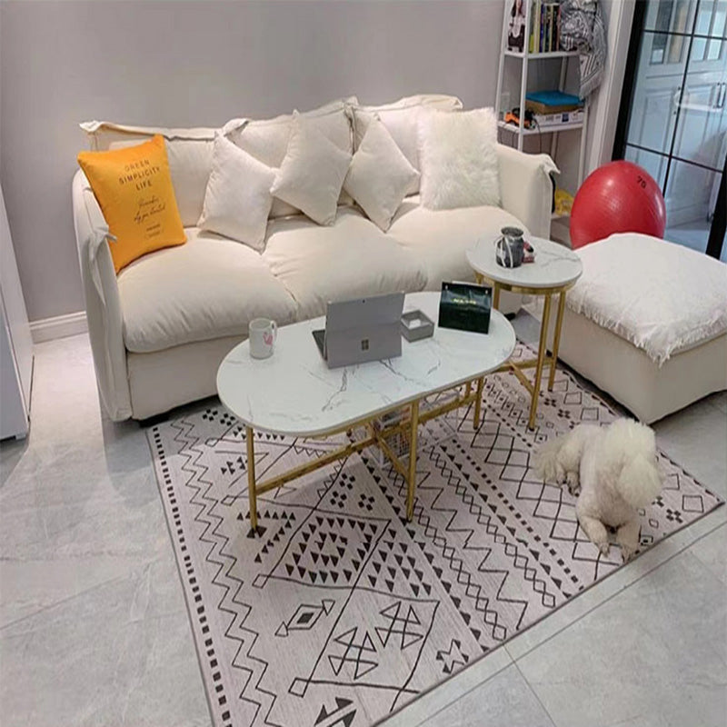 【カーペット・ラグ】モダンデザイン  白黒 おしゃれ