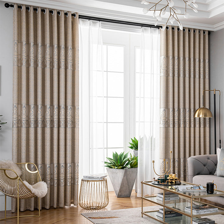 【ドレープカーテン】ジャガード織 選べる24色柄 ゴールド(柄付け) ポリエステル 遮光1級 1.5倍ヒダ(2つ山)