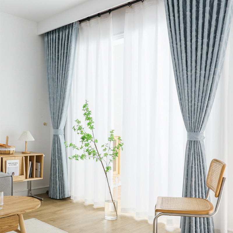 【ドレープカーテン】つるつるフランス風 選べる2色 ブルー(柄付け) ポリエステル100% 遮光1級