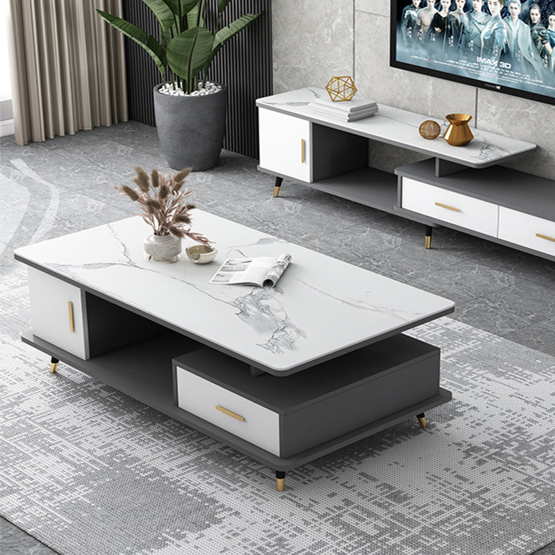 【ローテーブル】贅沢感 選べる3色 天板色ホワイトマーブル模様 120*60*45 100日間返品交換保証制度