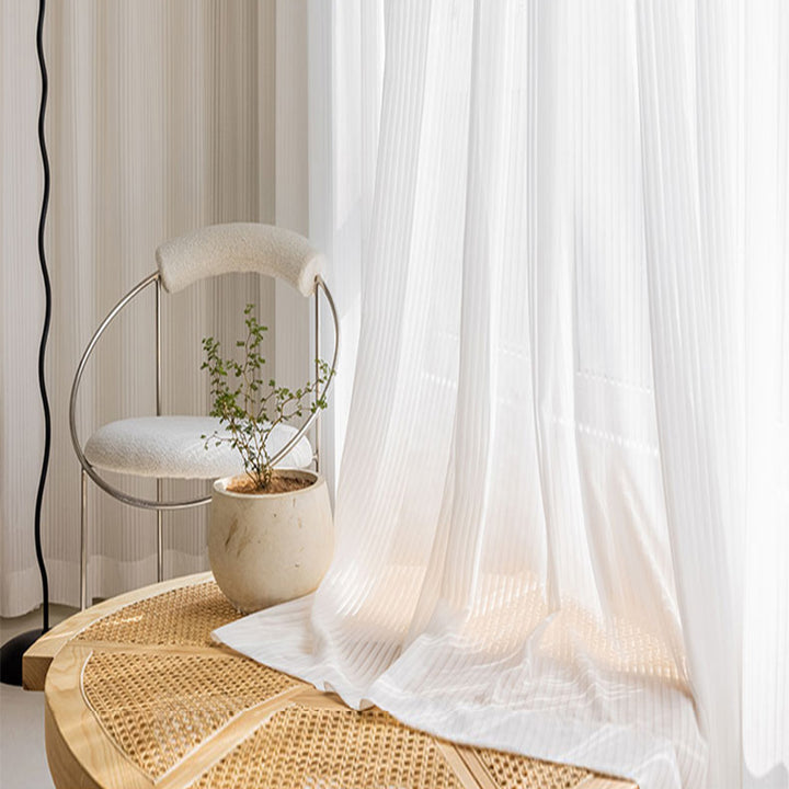 【レースカーテン】ストライプ調 選べる2色
