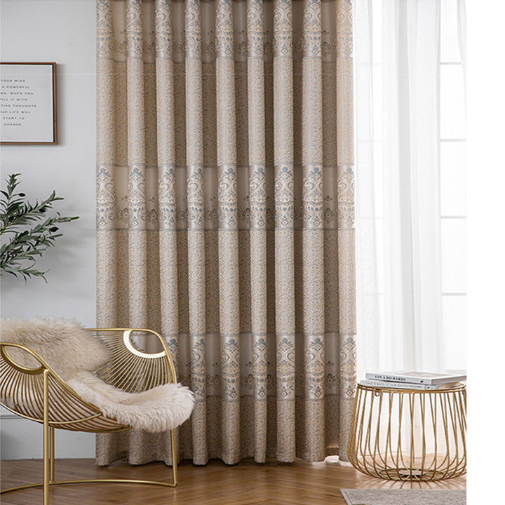 【ドレープカーテン】ジャガード織 選べる24色柄 カーテンの細部画像 ゴールド(柄付け) ポリエステル 遮光1級 1.5倍ヒダ(2つ山)