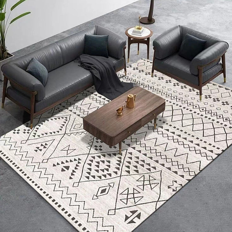 【カーペット・ラグ】モダンデザイン  白黒 おしゃれ