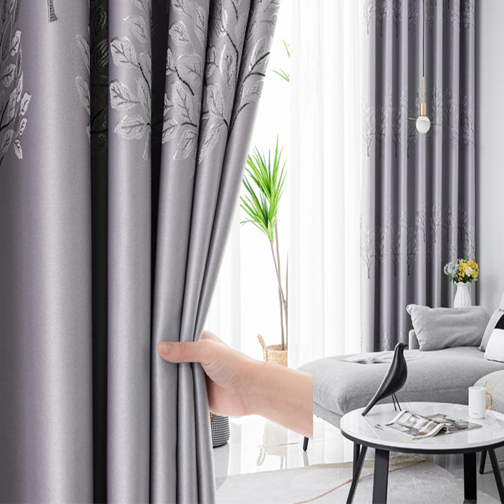 【ドレープカーテン】ジャガード織 選べる24色柄 カーテンの細部画像 浅いパープル(柄付け) ポリエステル 遮光1級 1.5倍ヒダ(2つ山)