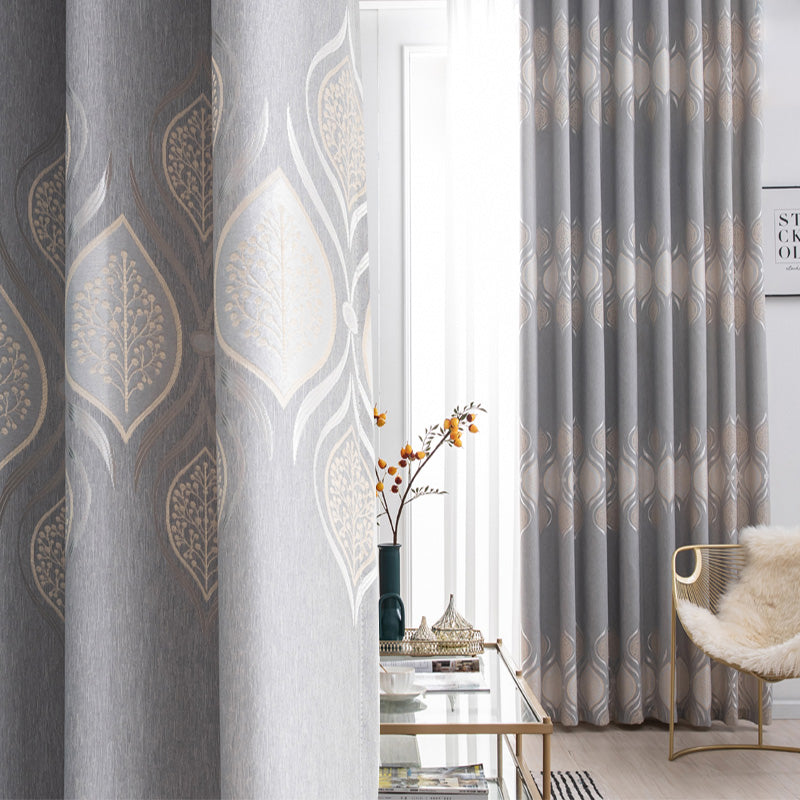 【ドレープカーテン】ジャガード織 選べる24色柄 シルバー(柄付け) ポリエステル 遮光1級 1.5倍ヒダ(2つ山)