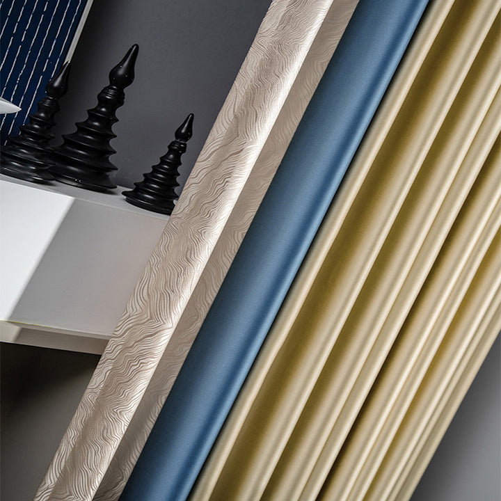 【ドレープカーテン】高級感フランス風 選べる8色 カーテンの細部画像 アイボリー(柄付け)+ブルー+イエロー ポリエステル100% 遮光1級