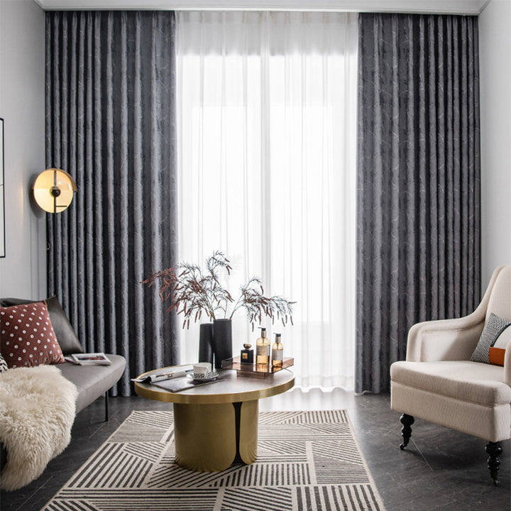 【ドレープカーテン】ジャガード織エレガント 選べる4色 濃いブルー(柄付け) 布製 遮光2級