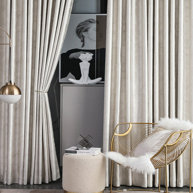 【ドレープカーテン】贅沢感 銀白色 シルバー(柄付け) ポリエステル100% 遮光1級