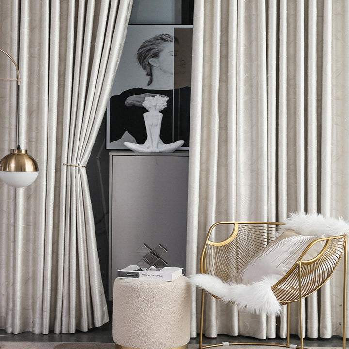 【ドレープカーテン】贅沢感 銀白色 シルバー(柄付け) ポリエステル100% 遮光1級