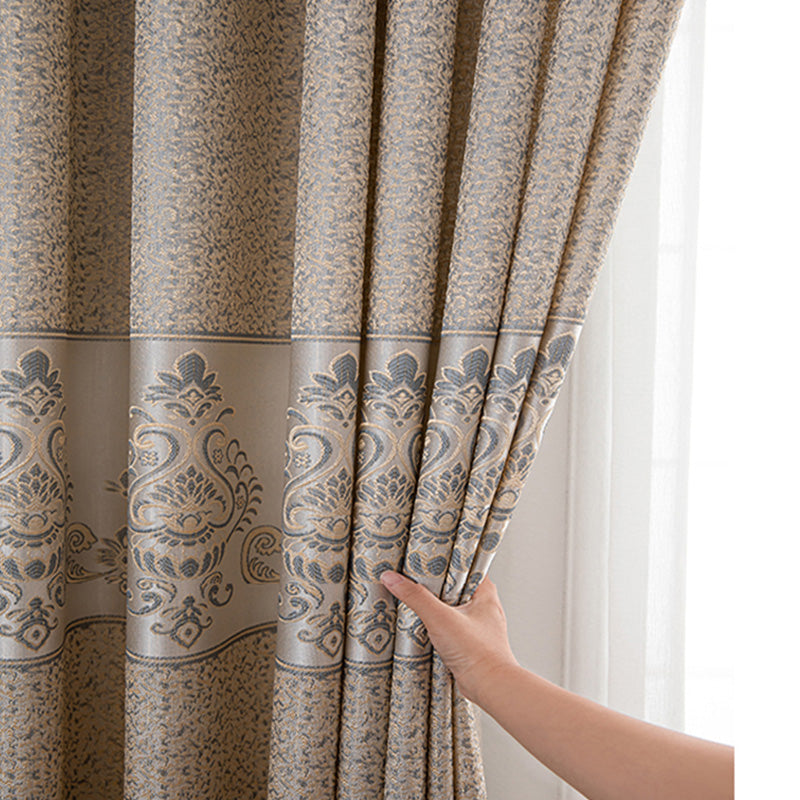 【ドレープカーテン】ジャガード織 選べる24色柄 カーテンの細部画像 ゴールド(柄付け) ポリエステル 遮光1級 1.5倍ヒダ(2つ山)