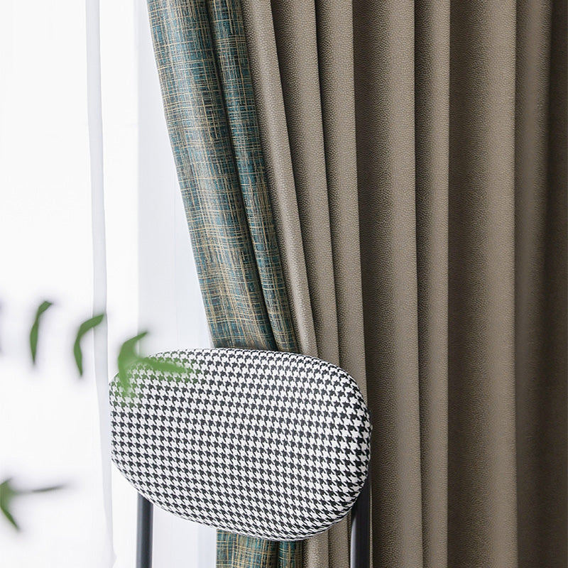 【ドレープカーテン】高級感 緑とブラウンの組み合わせ