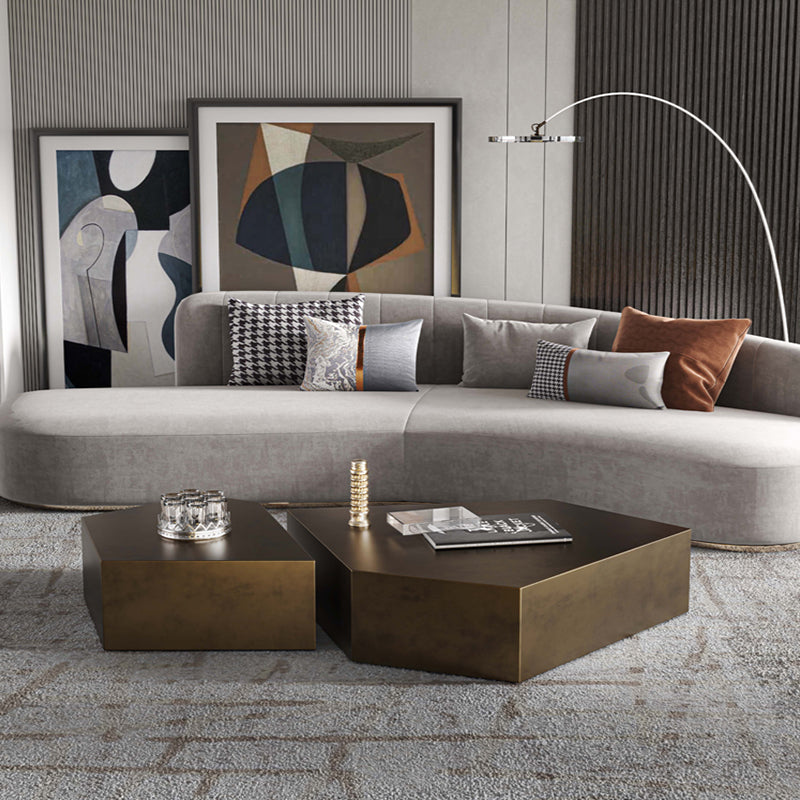 【ローテーブル】異形テーブル ステンレス製 イエローブロンズ ローテーブルセット サイズ104*74*35+60*45*35 100日間返品交換保証制度