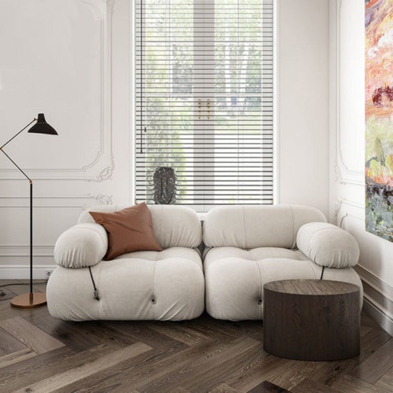 【ソファ】ソファー クリーム色おしゃれ 選べる4素材 ライトグレー ベルベット 2人掛け180*90