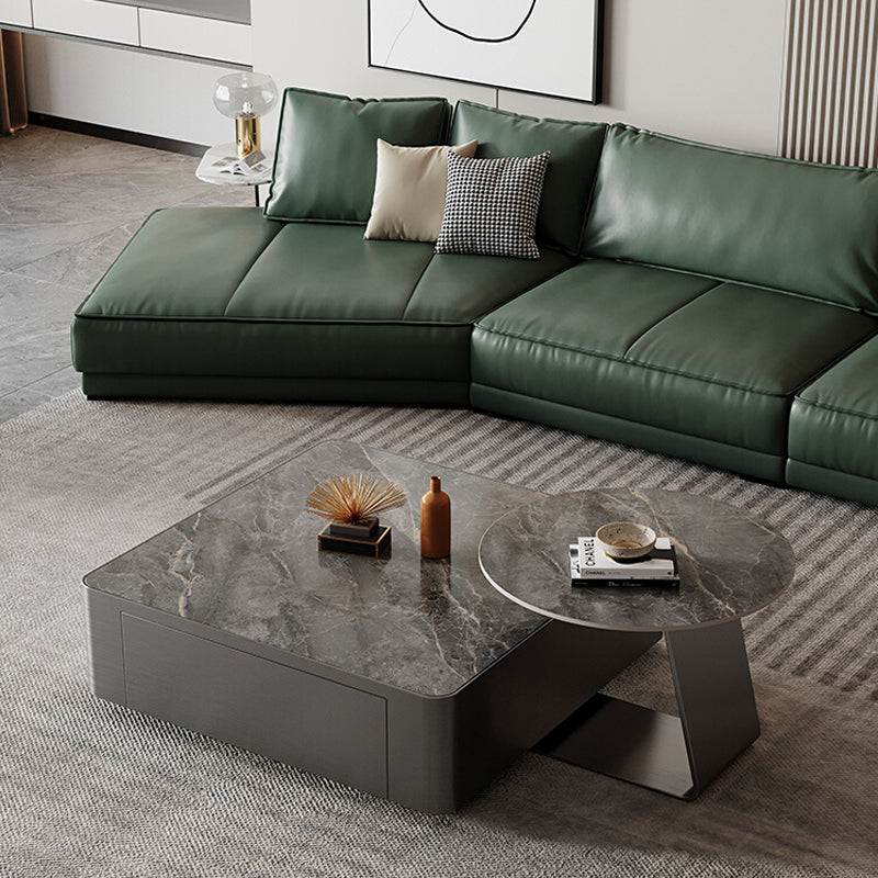 【ローテーブル】ステンレス鋼製 おしゃれなデザイン グレー 100日間返品交換保証制度