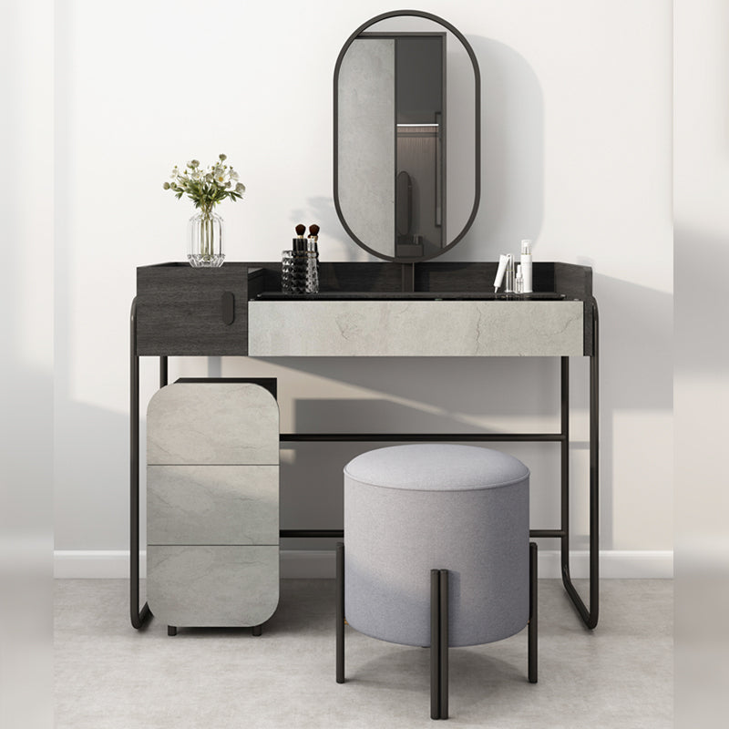 【ドレッサー】北欧風スタイル 選べる3種 テーブル 収納棚 椅子 LEDミラー ブラック 100日間返品交換保証制度