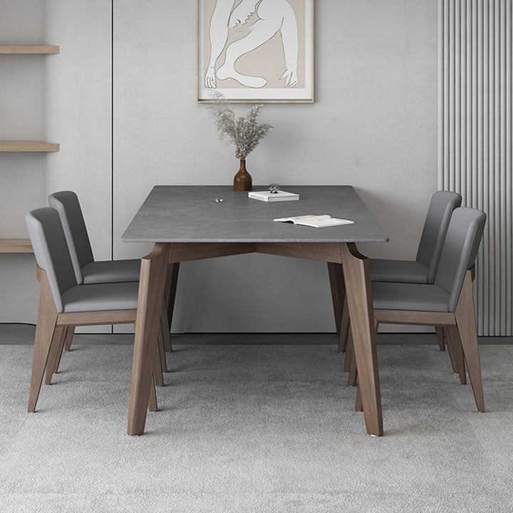 【ダイニングテーブル】トネリコ マーブル柄 北欧風 グレー テーブル+チェアA*4