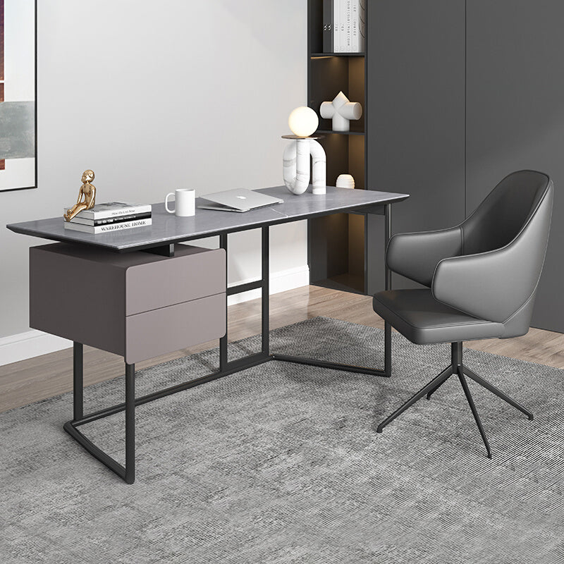 【デスク】テーブル モダン 現代感 グレー 左棚 テーブル+チェア