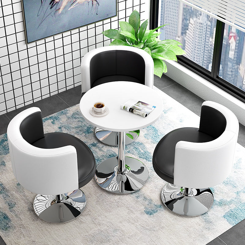 INDOORPLUS公式/カフェテーブル おしゃれなテーブルセット(丸デーブル、チェアX3、ブラック+ホワイトセット)☆安心の100日間返品保証制度☆