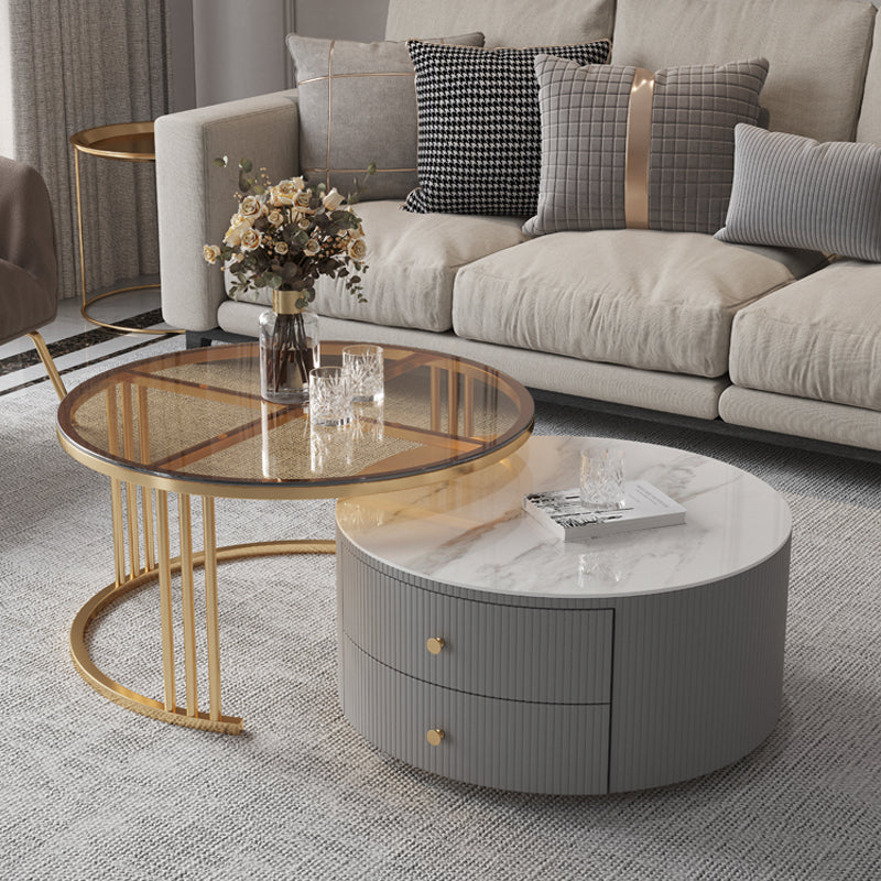 【ローテーブル】モダン 高級感 選べる9色 ガラス板+ホワイト ボディカラーグレー 100日間返品交換保証制度