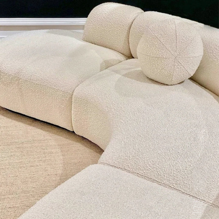 【ソファ】ソファー シンプルミルク色 1/2/3/4人掛け ソファの座面の細部画像