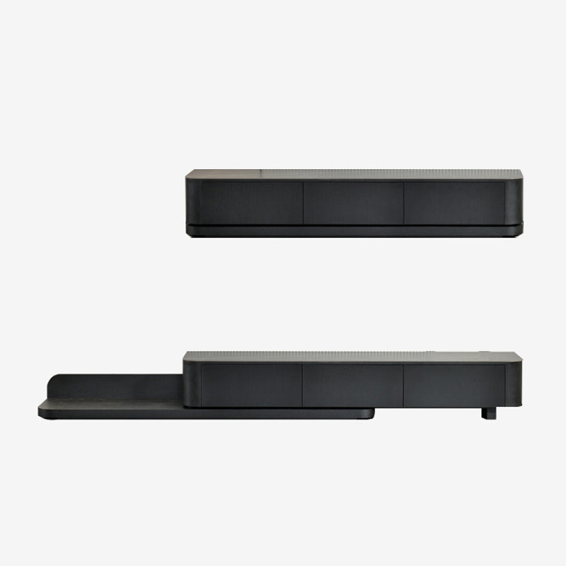 【テレビボード】伸縮式のテレビボード モダン風 テレビ台の全体画像 ブラック 天板色ブラック(金柄) 伸缩式 200~390*42*35