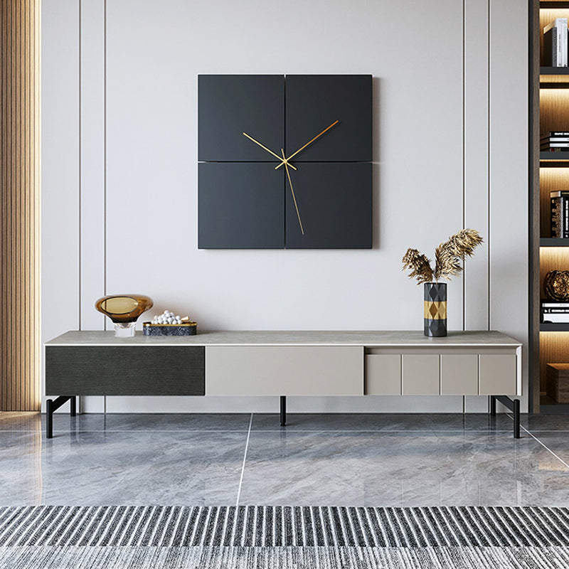 【テレビボード】伸縮式テレビボード 大理石調 ブラック+グレー 天板色グレー 通常タイプ200*40*39