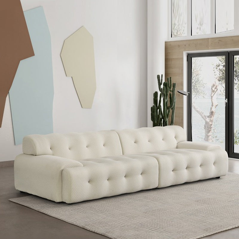 【ソファ】北欧風 モダン 選べる4色 ホワイト(グレー系) 3Dコットン 3人掛け 220cm