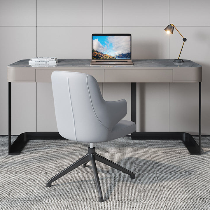 【ワークデスク】テーブル マーブル柄 グレー テーブル+椅子