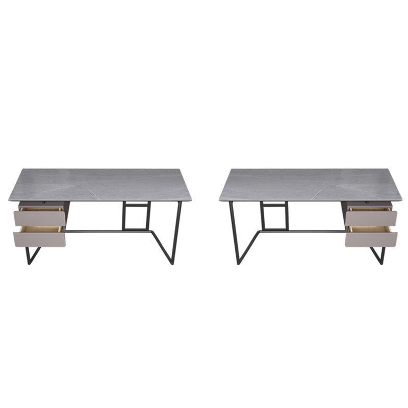 【デスク】テーブル モダン 現代感 ワークデスクの全体画像 グレー テーブル