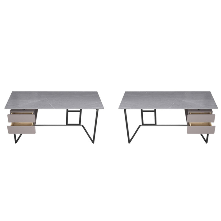 【デスク】テーブル モダン 現代感 ワークデスクの全体画像 グレー テーブル