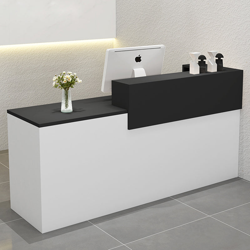 【オフェス受付カウンター】モダン風 オシャレな受付カウンター 左側が高い ホワイト+ブラック