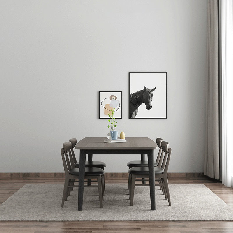 【ダイニングテーブル】モダン 天然木 選べる3サイズ ベージュ テーブル+チェア*4