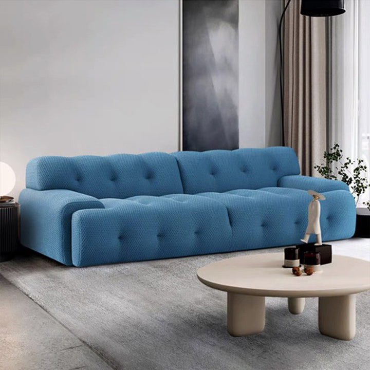 【ソファ】北欧風 モダン 選べる4色 ブルー 3Dコットン 3人掛け 220cm