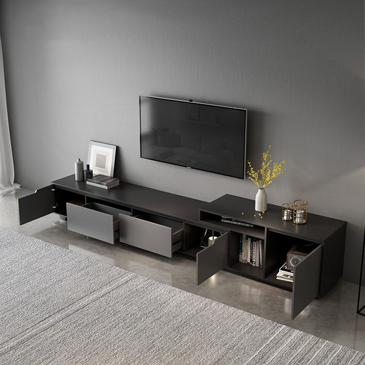 【テレビボード】シンプル 伸縮式 天板選べる2種 グレーボディ+グレー天板(E1級高精密板)伸縮式233~290*40*46