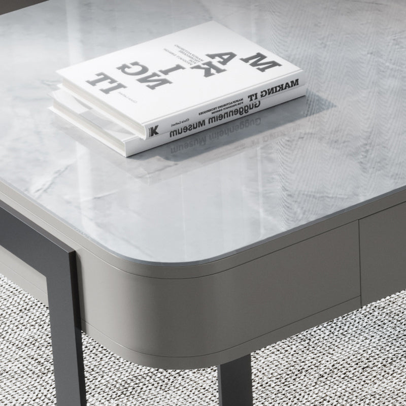 【ワークデスク】テーブル マーブル柄 グレー テーブル  丸角加工の細部画像